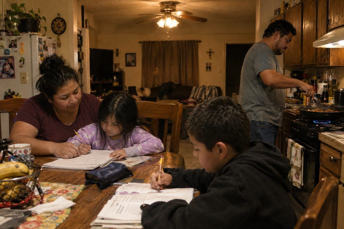 Familia en la cocina de su casa